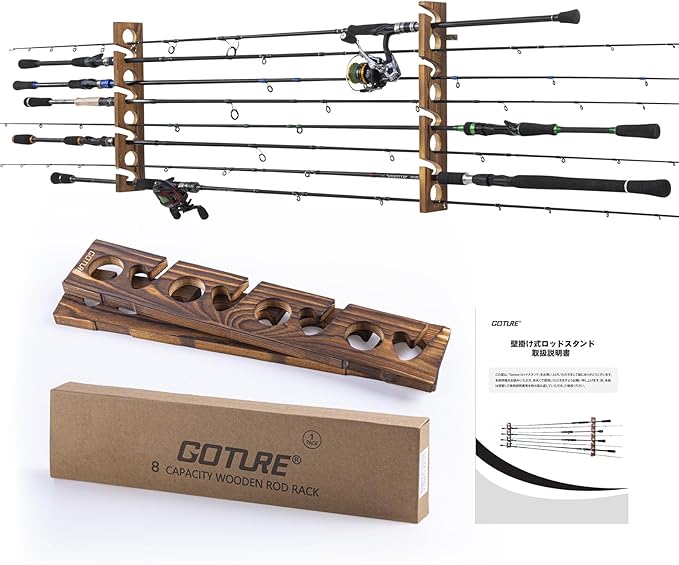 Fishing Equipment Holder - Goture Houten Hengelhouder 8 Gaten Hengels