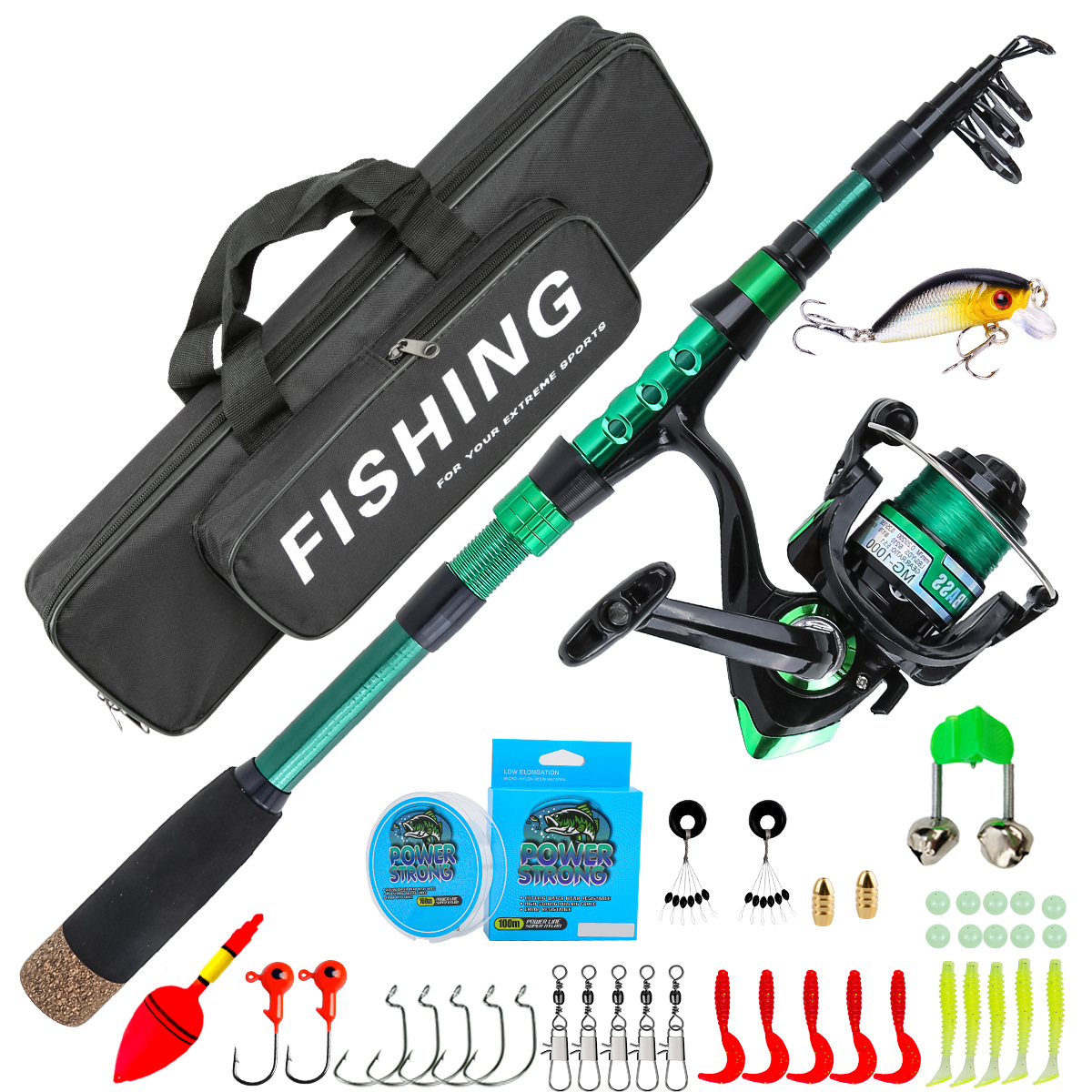Fishing Equipment Kit - 1,8 meter groene carbon fiber telescopische
