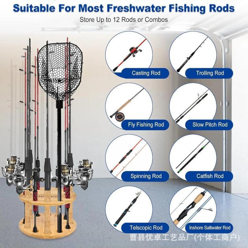 Ronde houten hengelsteun met d - Fishing Equipment Holder recensie en prijs