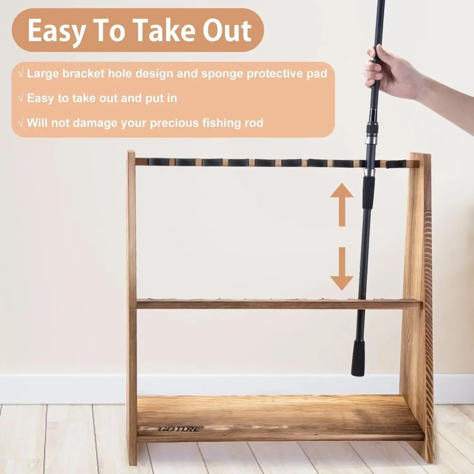 Goture Verkoolde dennenhouten  - Fishing Equipment Holder recensie en prijs