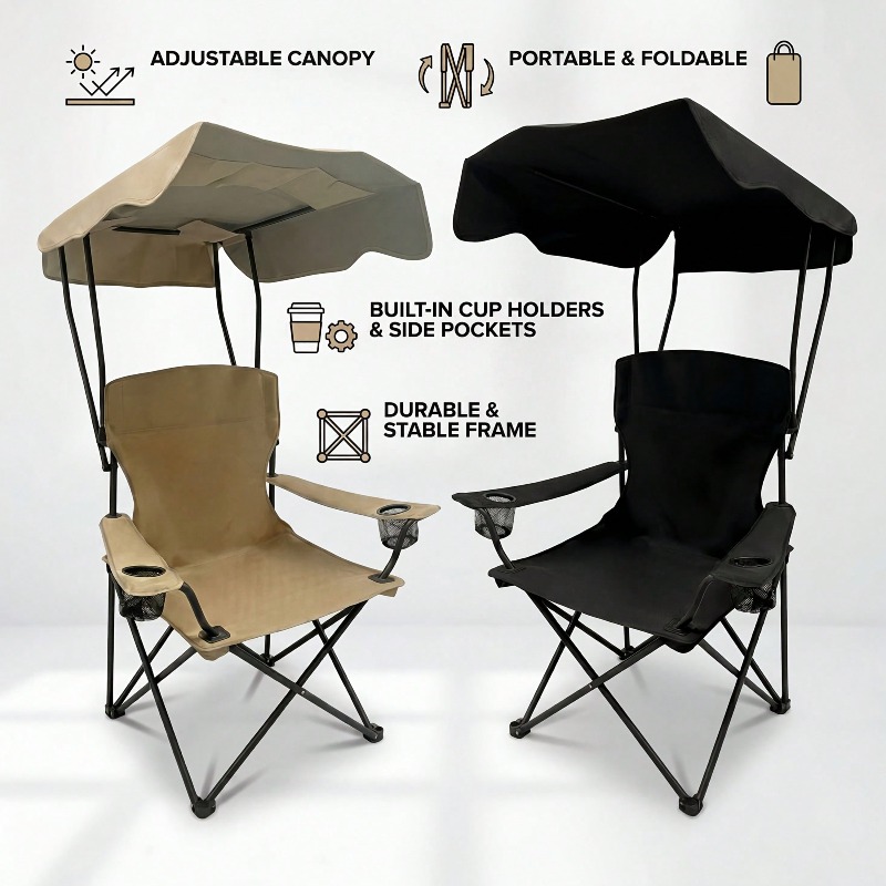Outdoor-campingstoel met luife - Fishing Equipment Holder recensie en prijs