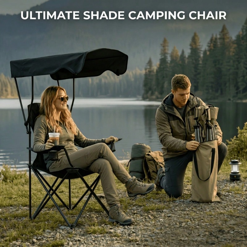 Outdoor-campingstoel met luife - Fishing Equipment Holder recensie en prijs